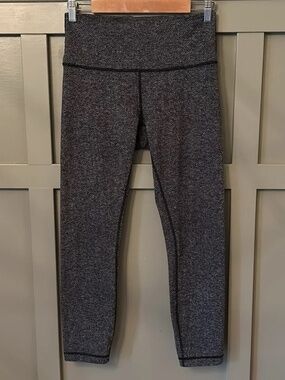 Lululemon Wunder Under Pants High Rise Herringbone Black Swan Luon Size 8